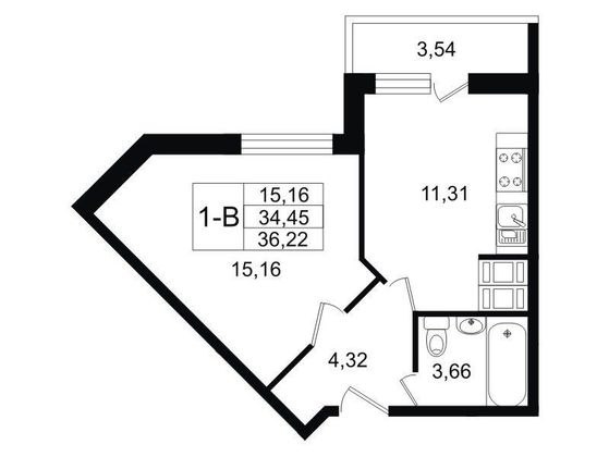 Продажа 1-комнатной квартиры 36,2 м², 3/18 этаж