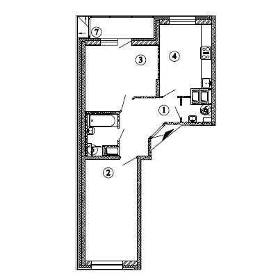 59,8 м², 2-комн. квартира, 22/23 этаж