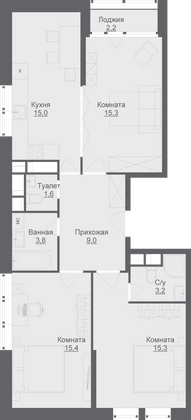 Продажа 3-комнатной квартиры 79,7 м², 9/17 этаж