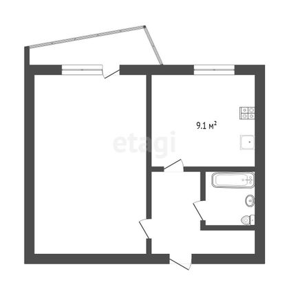 Продажа 1-комнатной квартиры 36,6 м², 7/9 этаж