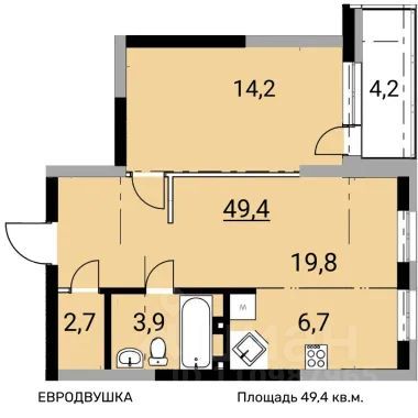 Продажа 2-комнатной квартиры 48,9 м², 5/27 этаж