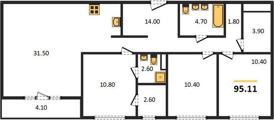 Продажа 3-комнатной квартиры 95,1 м², 17/24 этаж