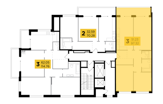 Продажа 3-комнатной квартиры 97,3 м², 16/16 этаж