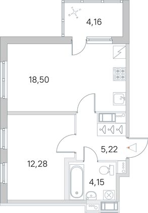 Продажа 1-комнатной квартиры 42,2 м², 2/5 этаж