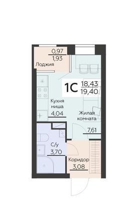Продажа 1-комнатной квартиры 19,4 м², 4 этаж