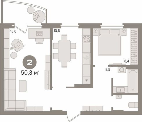 Продажа 2-комнатной квартиры 50,8 м², 7/16 этаж