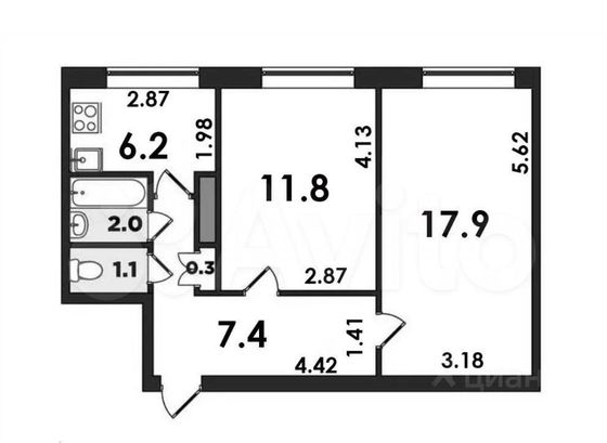 Продажа 2-комнатной квартиры 46,6 м², 3/12 этаж