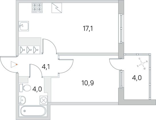 Продажа 1-комнатной квартиры 38,1 м², 2/5 этаж