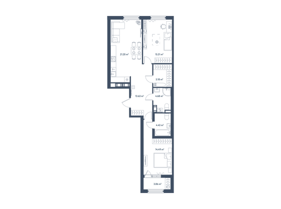 Продажа 2-комнатной квартиры 80,8 м², 6/11 этаж