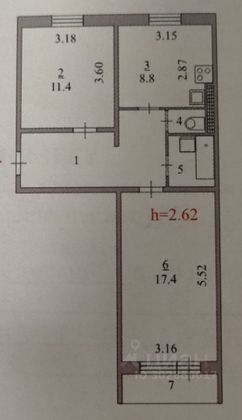 Продажа 2-комнатной квартиры 51,2 м², 2/5 этаж