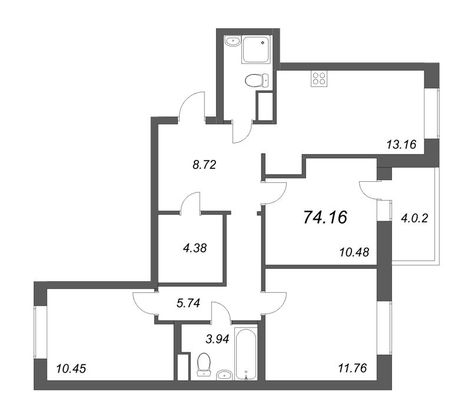 Продажа 4-комнатной квартиры 74,2 м², 9/12 этаж