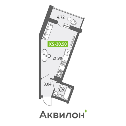 30,6 м², студия, 8/13 этаж