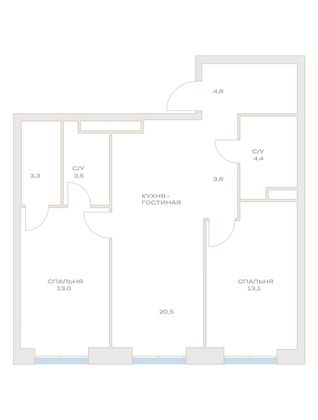 Продажа 2-комнатной квартиры 65,9 м², 9/23 этаж
