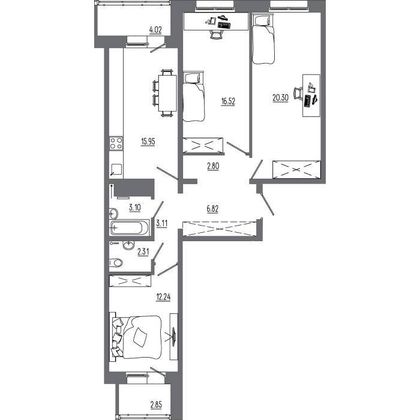 Продажа 3-комнатной квартиры 89,6 м², 11/14 этаж