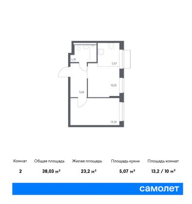 38 м², 1-комн. квартира, 2/19 этаж