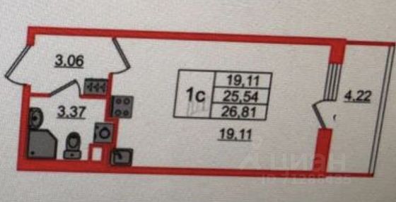 Продажа квартиры-студии 26,8 м², 1/24 этаж