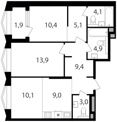 Продажа 2-комнатной квартиры 71,8 м², 16/17 этаж