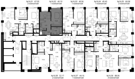 Продажа 1-комнатной квартиры 40,1 м², 16/27 этаж