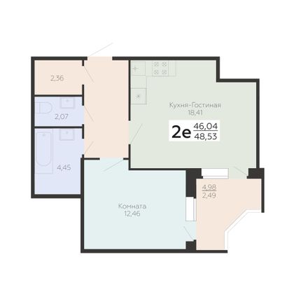 Продажа 2-комнатной квартиры 48,5 м², 2/19 этаж