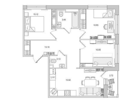 Продажа 3-комнатной квартиры 68,7 м², 11/16 этаж