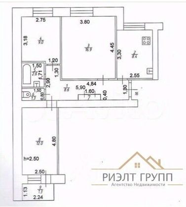 Продажа 3-комнатной квартиры 60,7 м², 5/9 этаж