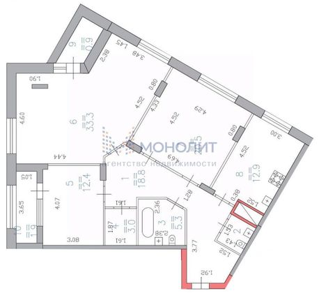 Продажа 3-комнатной квартиры 114,9 м², 16/21 этаж