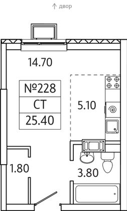 Продажа квартиры-студии 25,4 м², 9/20 этаж