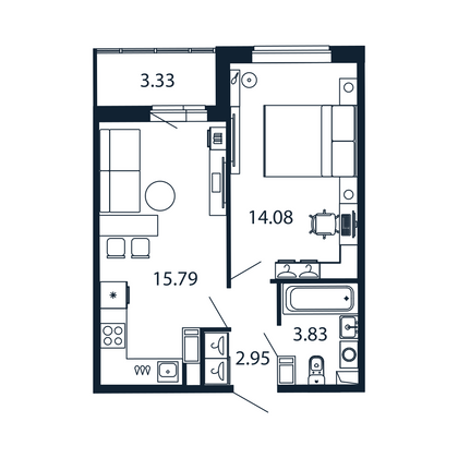 Продажа 1-комнатной квартиры 38,3 м², 5/12 этаж