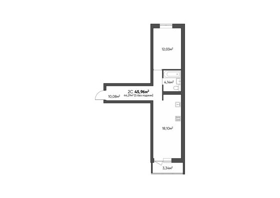 Продажа 1-комнатной квартиры 46 м², 2/9 этаж