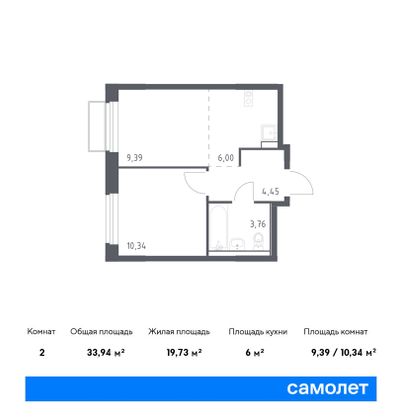 33,9 м², 1-комн. квартира, 15/17 этаж