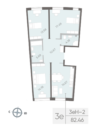 Продажа 3-комнатной квартиры 82,5 м², 2/14 этаж