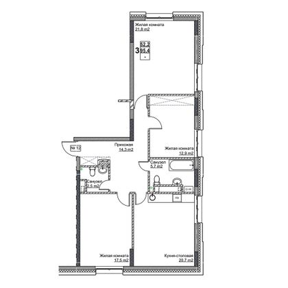 Продажа 3-комнатной квартиры 95,4 м², 3/24 этаж