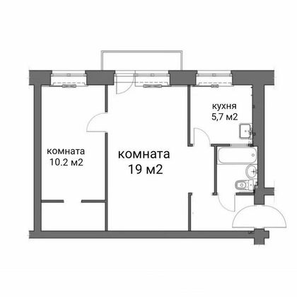 Продажа 1-комнатной квартиры 44,5 м², 5/5 этаж