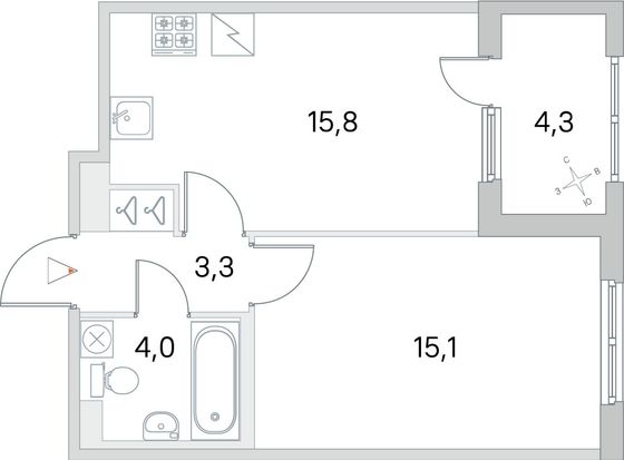 Продажа 1-комнатной квартиры 40,3 м², 2/5 этаж