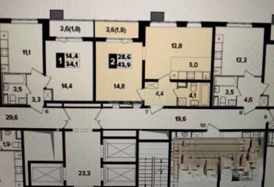 Продажа 2-комнатной квартиры 44 м², 7/25 этаж