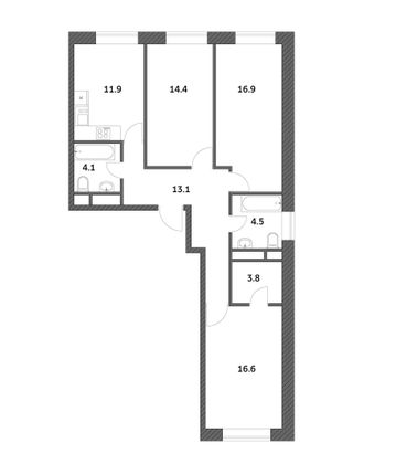 Продажа 3-комнатной квартиры 85,1 м², 5/19 этаж