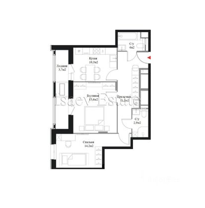 Продажа 2-комнатной квартиры 64 м², 11/17 этаж