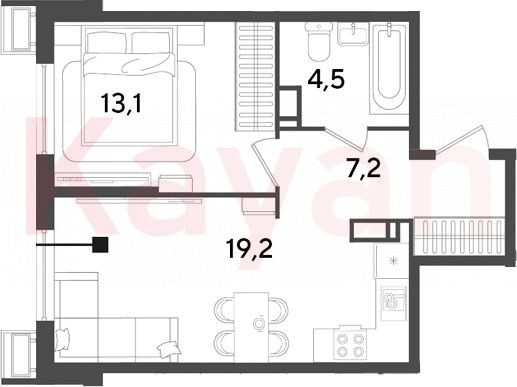 Продажа 2-комнатной квартиры 44 м², 13/18 этаж