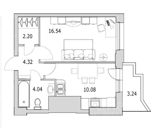 Продажа 1-комнатной квартиры 41,4 м², 20/25 этаж