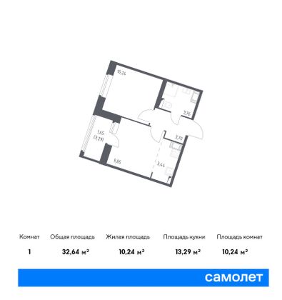 32,6 м², 1-комн. квартира, 5/9 этаж