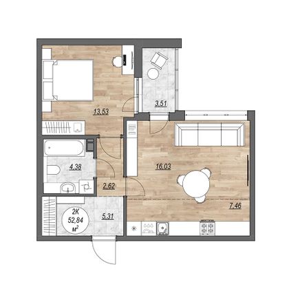 Продажа 2-комнатной квартиры 56,3 м², 9/10 этаж