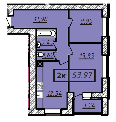 Продажа 2-комнатной квартиры 54 м², 1/10 этаж