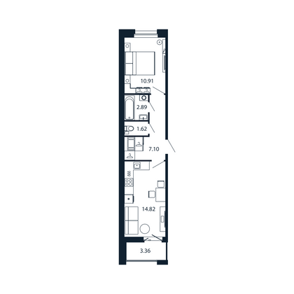 Продажа 1-комнатной квартиры 39 м², 7/12 этаж