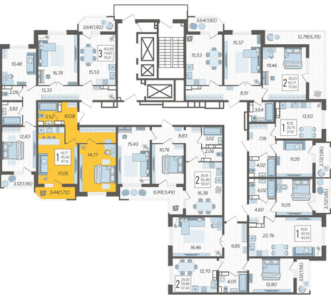 Продажа 1-комнатной квартиры 47,1 м², 21/23 этаж