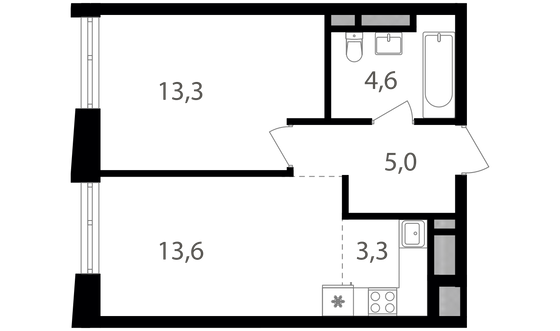 Продажа 1-комнатной квартиры 39,8 м², 25/26 этаж