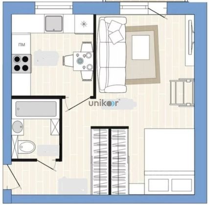 Продажа 1-комнатной квартиры 34,7 м², 5/13 этаж