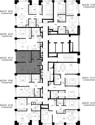 Продажа 1-комнатной квартиры 40,2 м², 20/27 этаж