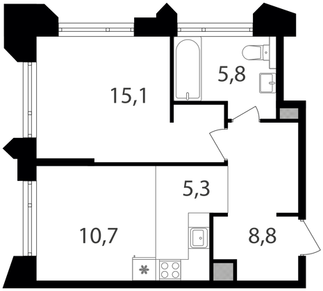 Продажа 1-комнатной квартиры 45,7 м², 9/19 этаж