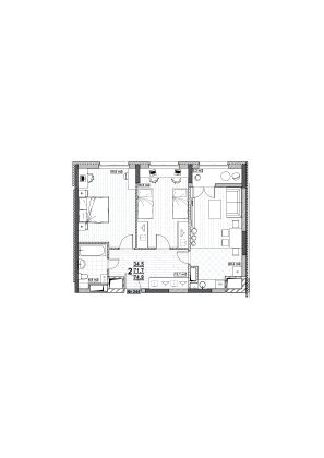 Продажа 2-комнатной квартиры 74,9 м², 14/24 этаж