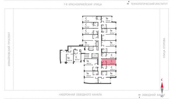 20,5 м², студия, 6/11 этаж